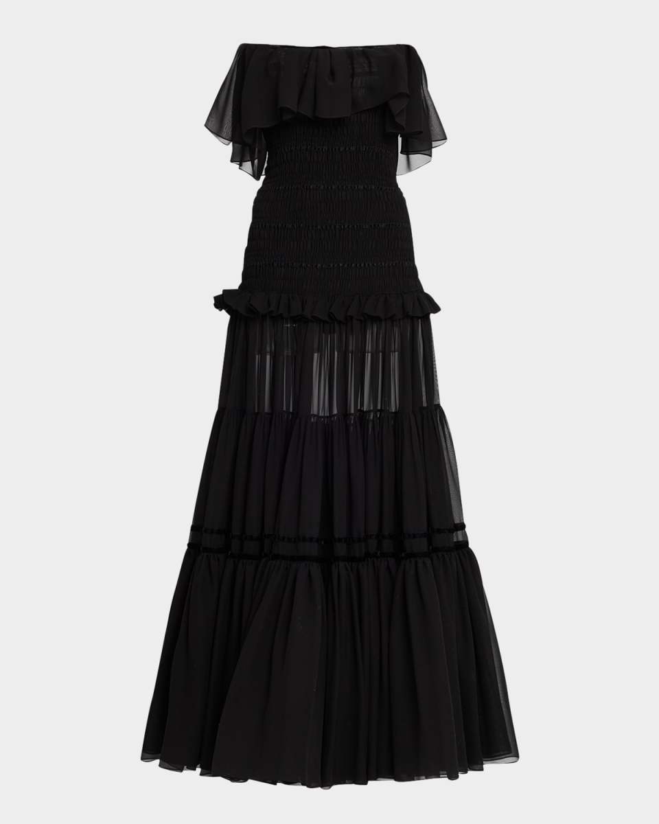 Strapless Ruffle Tiered Maxi Dress